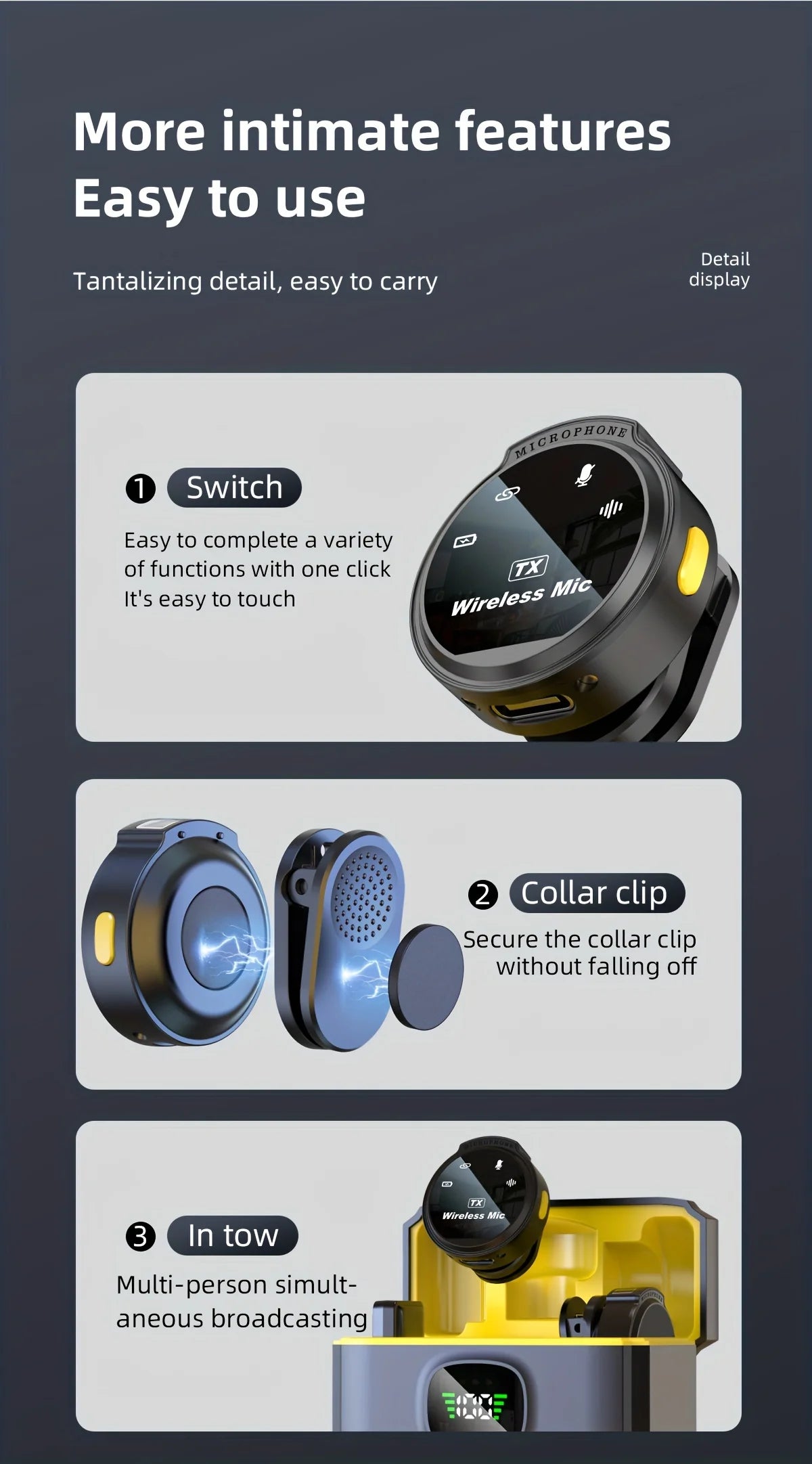 Wireless Lavalier Mic I Plug & Play Clip-On Miccrophone for TikTok, Vlogging, Live Streaming & Interviews - Noise Reducction & HD Sound