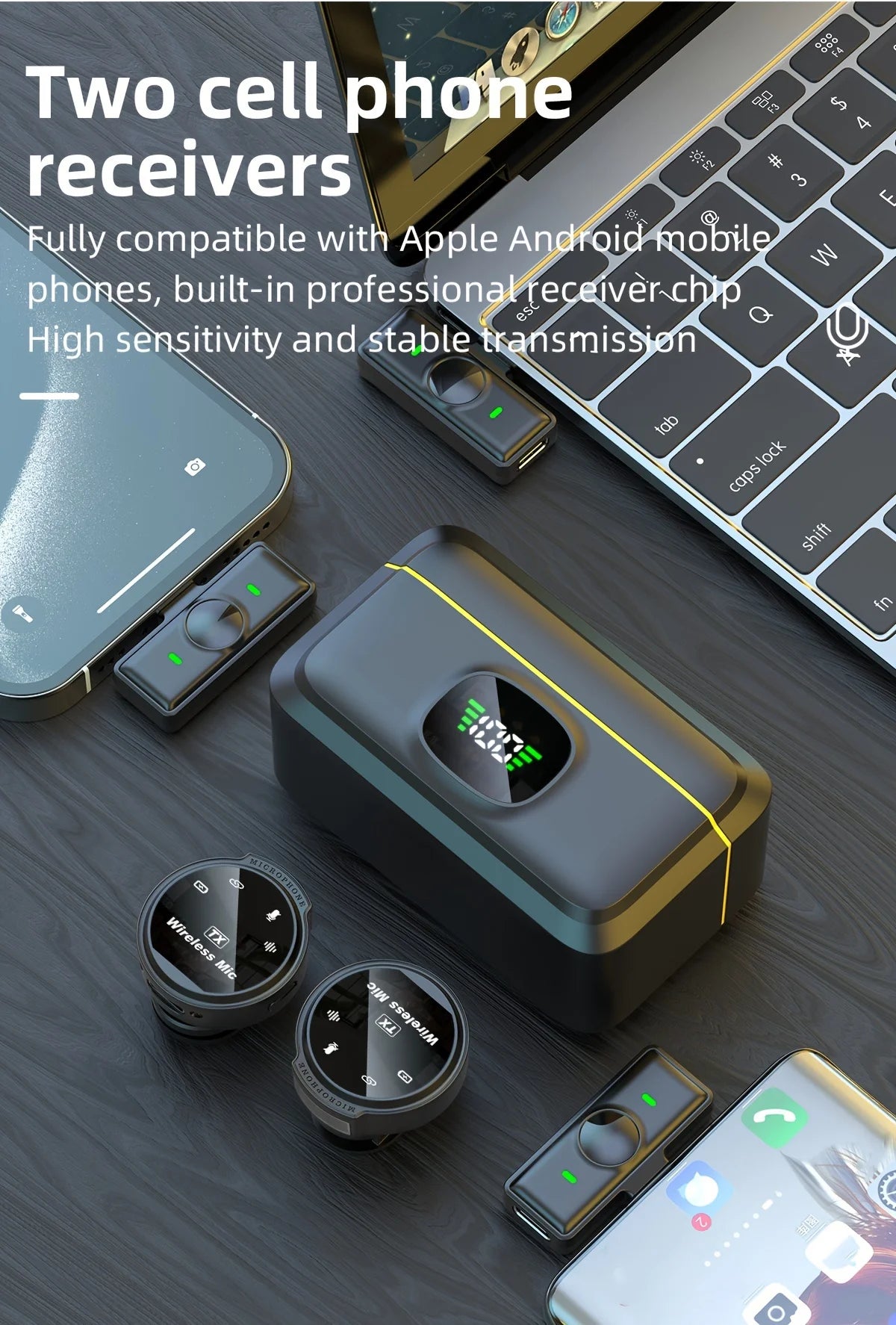 Wireless Lavalier Mic I Plug & Play Clip-On Miccrophone for TikTok, Vlogging, Live Streaming & Interviews - Noise Reducction & HD Sound