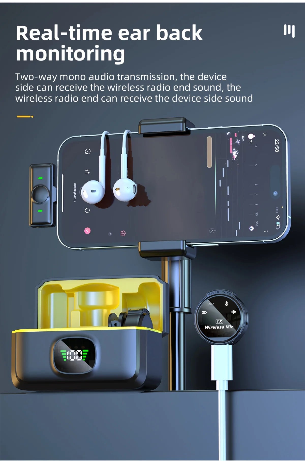 Wireless Lavalier Mic I Plug & Play Clip-On Miccrophone for TikTok, Vlogging, Live Streaming & Interviews - Noise Reducction & HD Sound