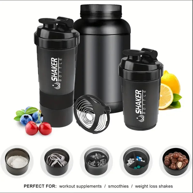 Shaker con Compartimientos I Mezclador 2 en 1 para Proteina y Agua I Ideal para Gym y Fitness