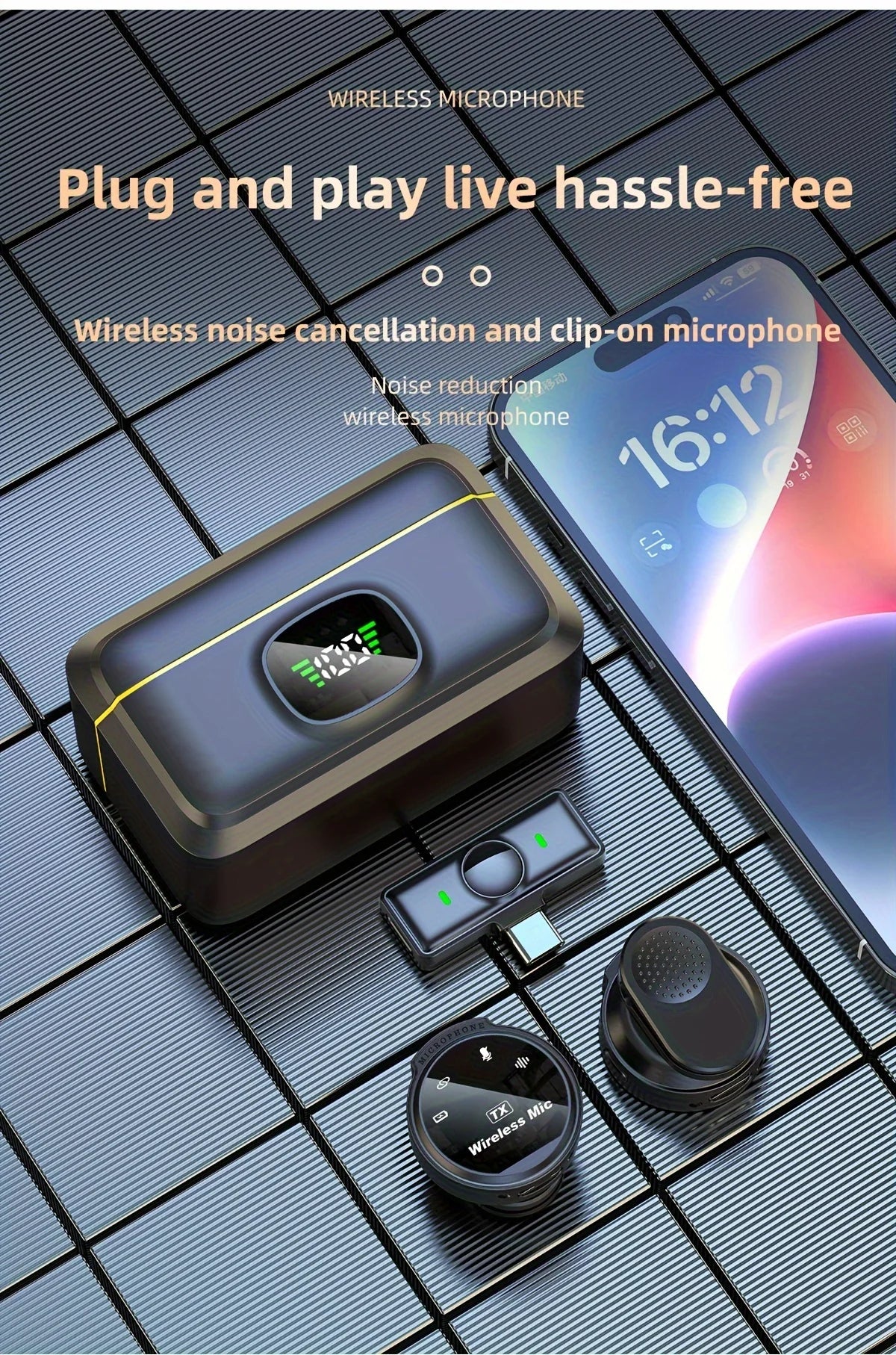Wireless Lavalier Mic I Plug & Play Clip-On Miccrophone for TikTok, Vlogging, Live Streaming & Interviews - Noise Reducction & HD Sound