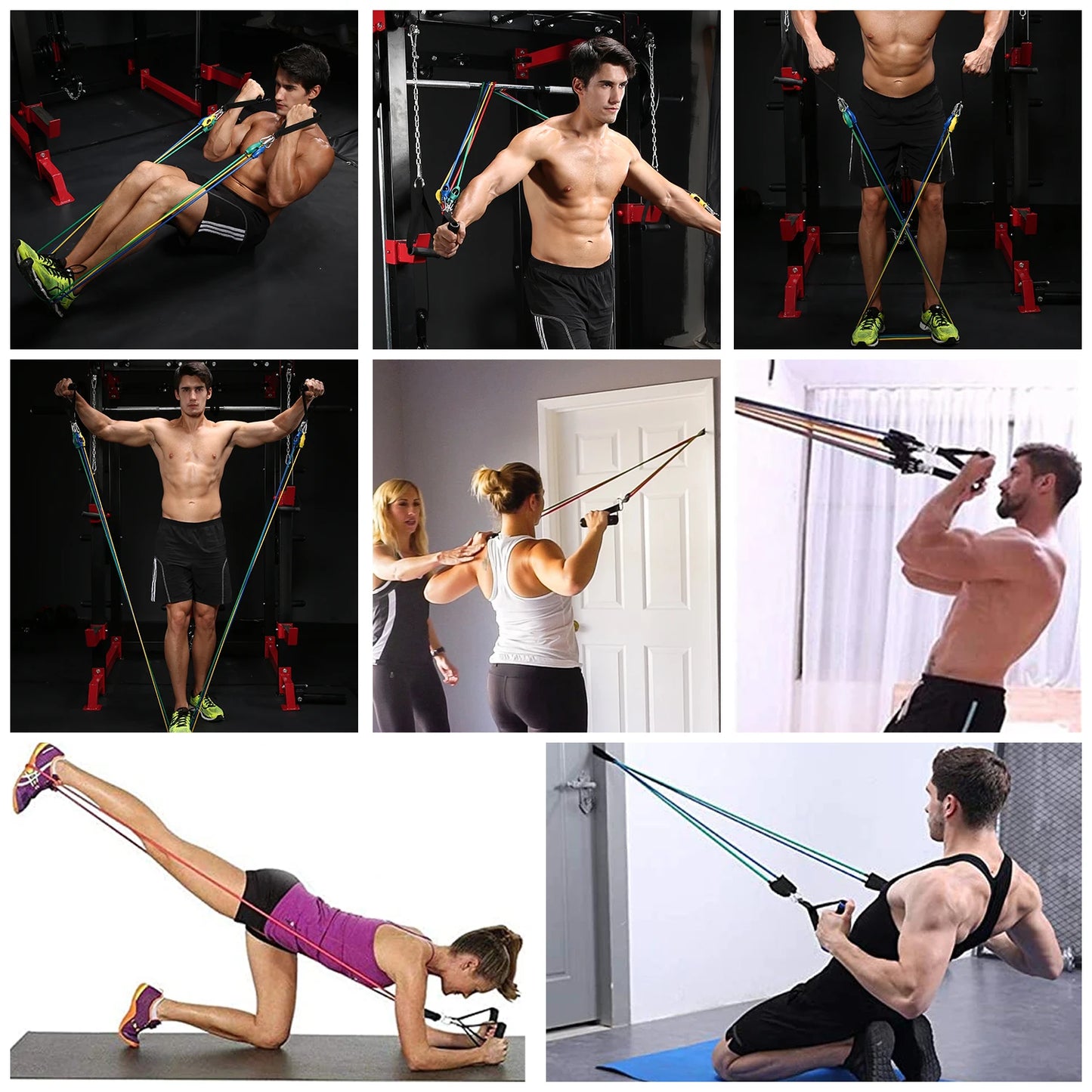 Set de Bandas de Resistencia 5 en 1 l Entrena Todo el Cuerpo en Casa o Gym