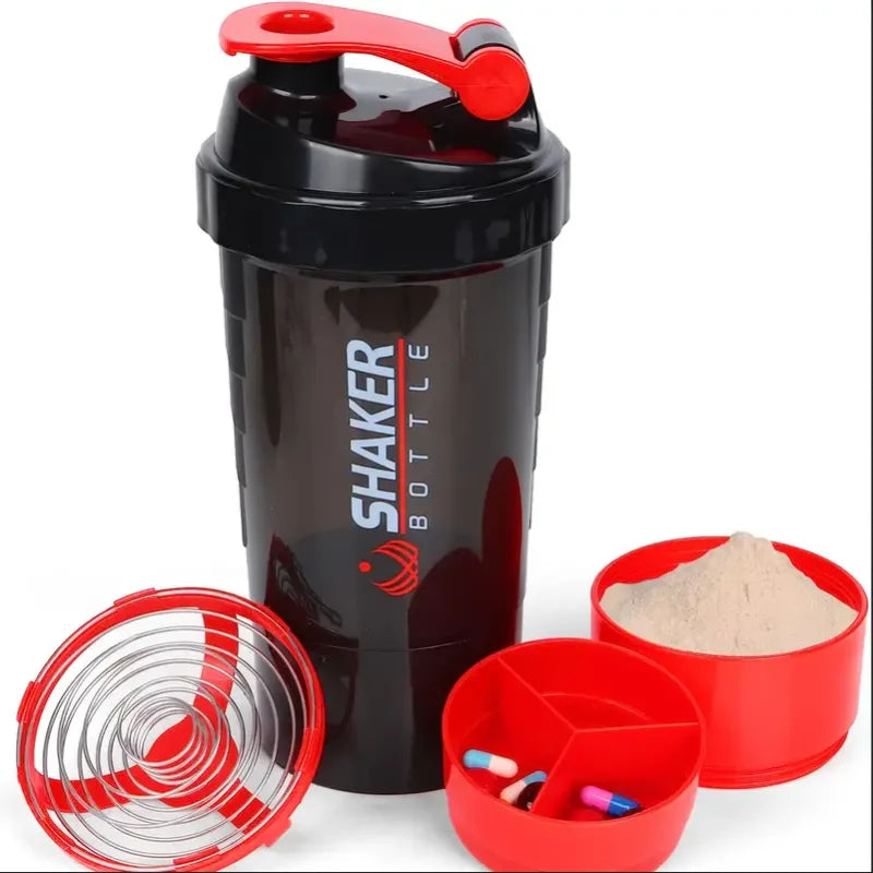 Shaker con Compartimientos I Mezclador 2 en 1 para Proteina y Agua I Ideal para Gym y Fitness