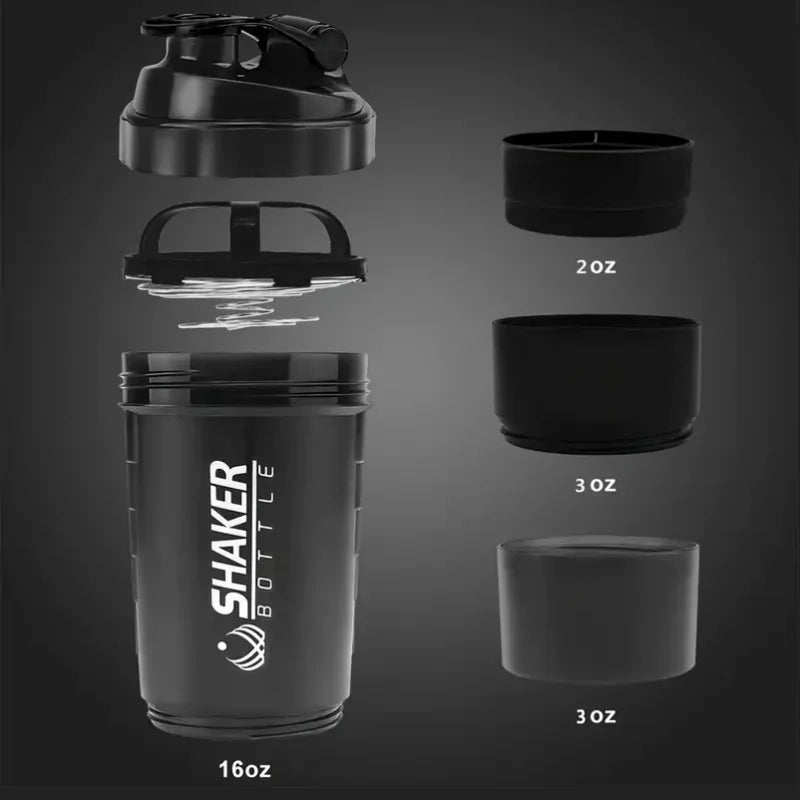 Shaker con Compartimientos I Mezclador 2 en 1 para Proteina y Agua I Ideal para Gym y Fitness